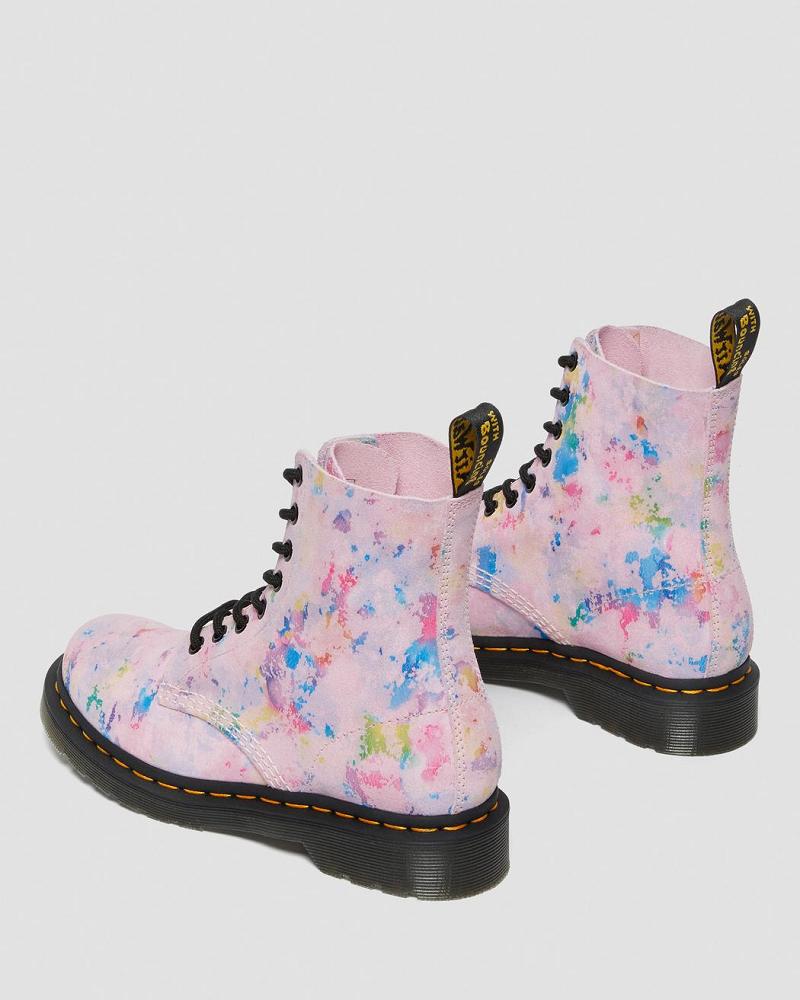 Pink Women's Dr Martens 1460 Pascal Confetti Suede Lace Up Boots | CA 183SGL